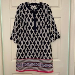 Crown and Ivy dress, size 10, navy, white, and hot pink